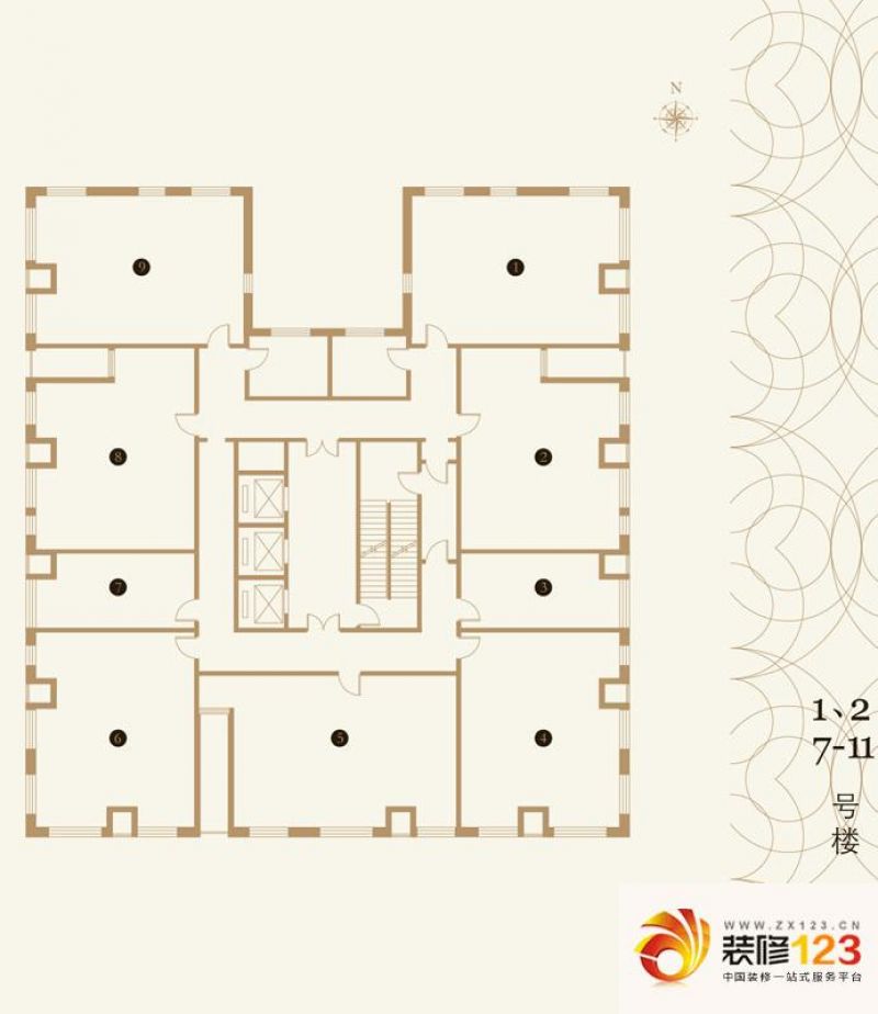 东亚五环国际户型图方塔户型图 1室1厅1卫1厨