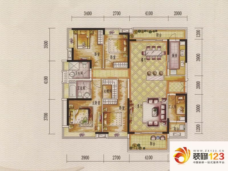 保利西海岸汇海8栋B户型户型图