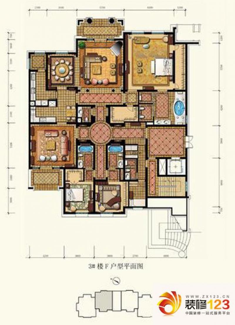 御园户型图平层官邸户型图(售完) 4室3厅3卫1厨