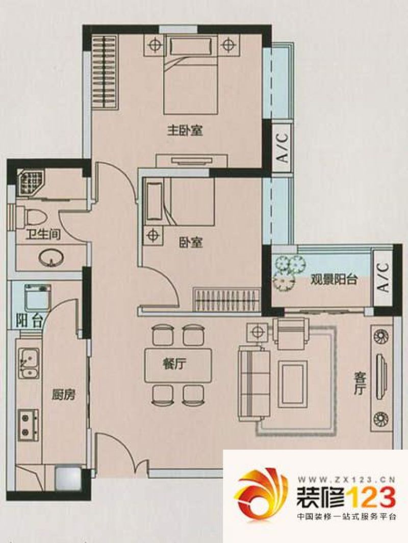 路劲隽泷湾1栋和2栋05户型户型图