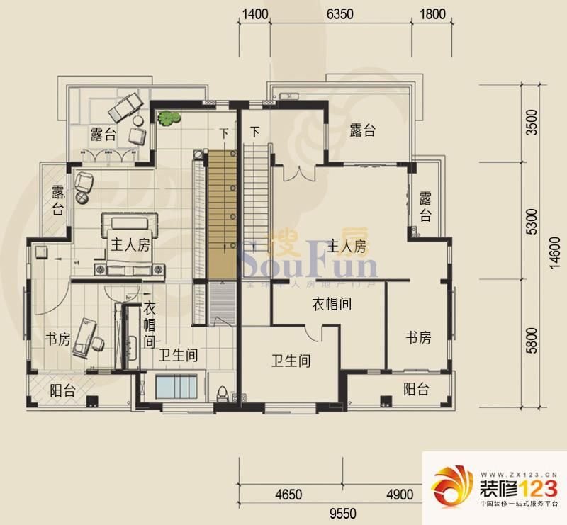 侨建御溪谷户型图1期d1-2户型首层 3室1厅3卫