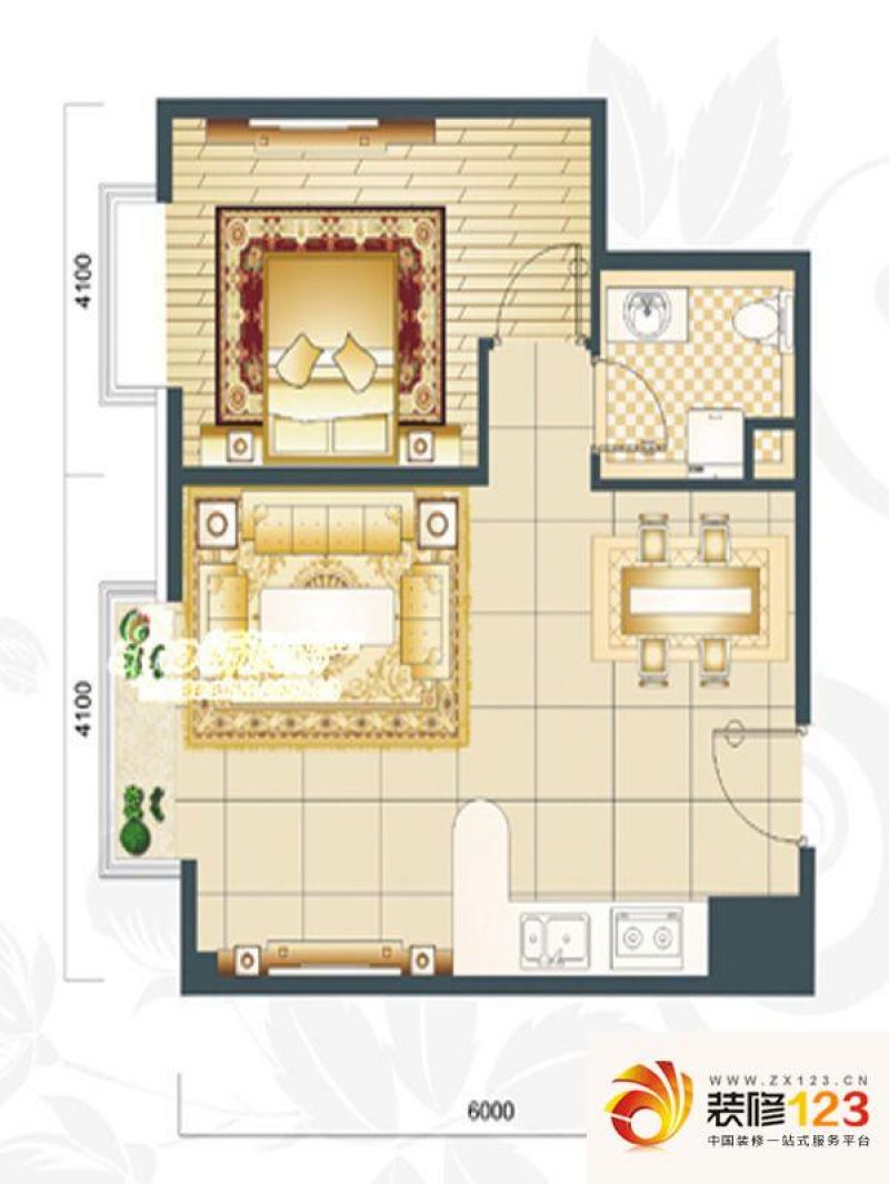 金宇钻石户型图一期i户型 1室1厅1卫1厨