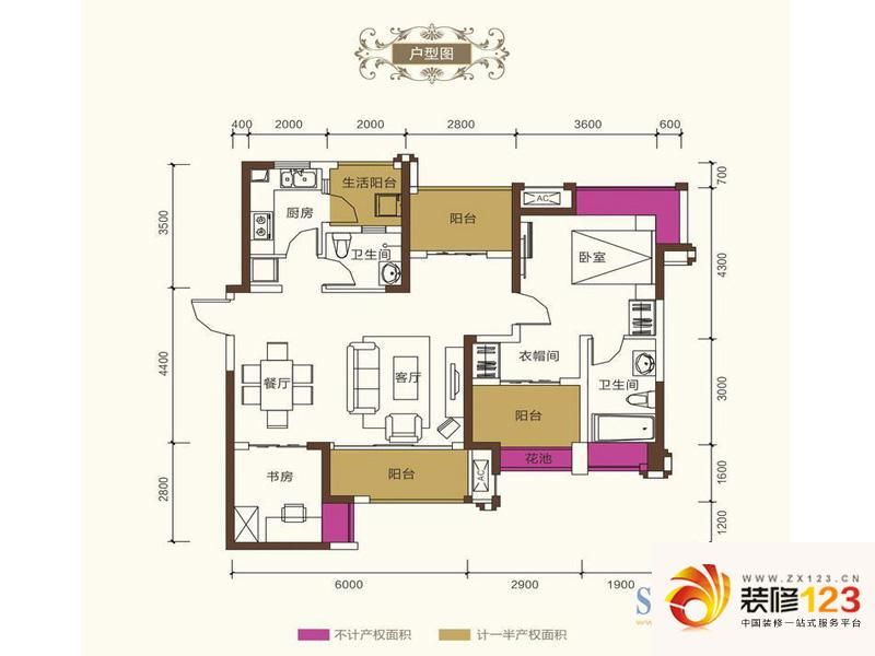 保利香槟光华户型图E2户型图 4室2厅2卫1厨