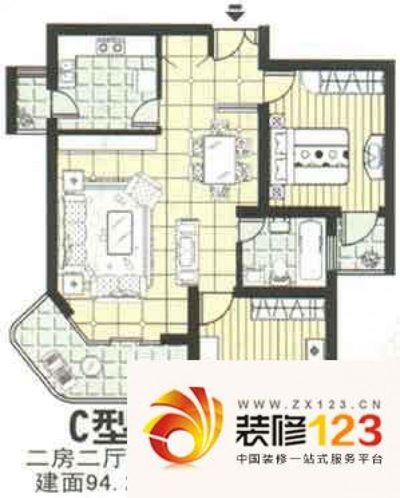 上海 华昌公寓 2室 户型图