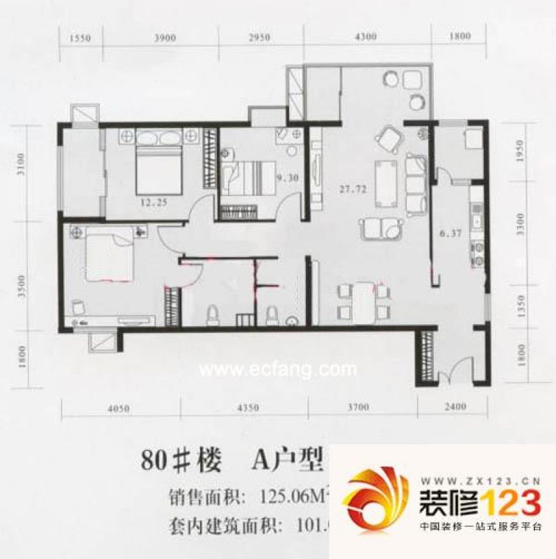 北京润景家园润景家园户型图户型图 3室2厅2卫1厨图片大全