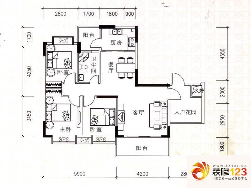 翠华花园二期B户型户型图