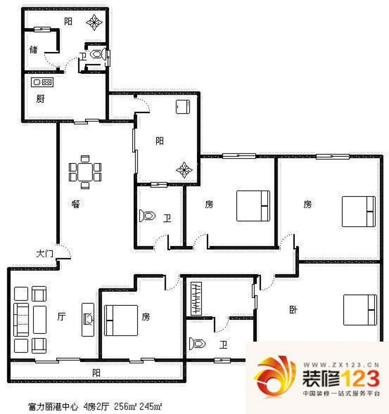 惠州富力丽港中心富力丽港中心b户型户型图图片大全-我的小区-惠州装