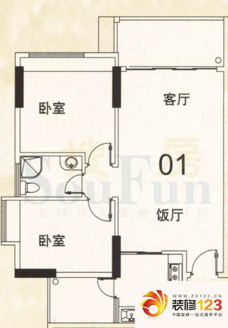 顺欣广场户型图2室2厅户型图 2室2厅1卫1厨