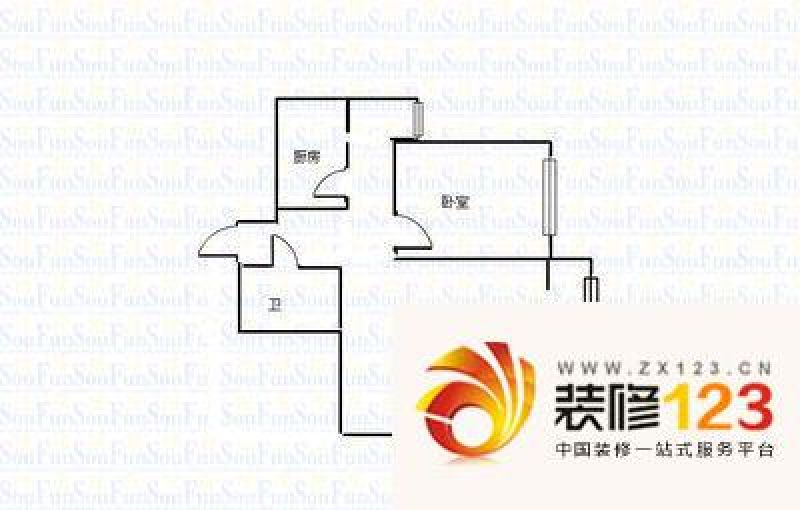 汇达公寓 1室 户型图