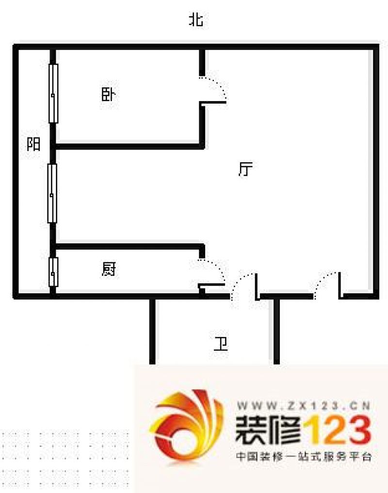 复兴路79号院 1室 户型图