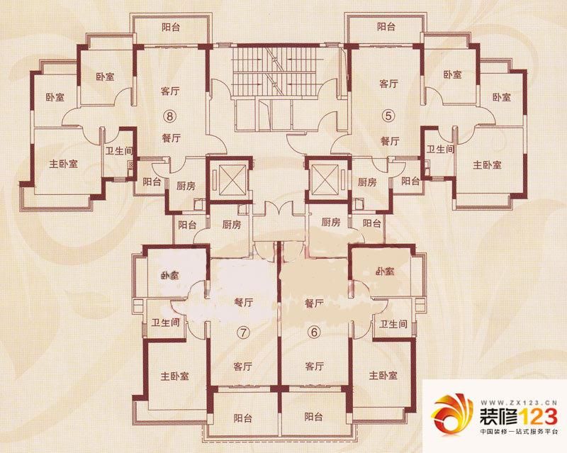 鄭州恒大名都戶型圖2號樓2單元標準層平面圖 2室2廳1衛1廚