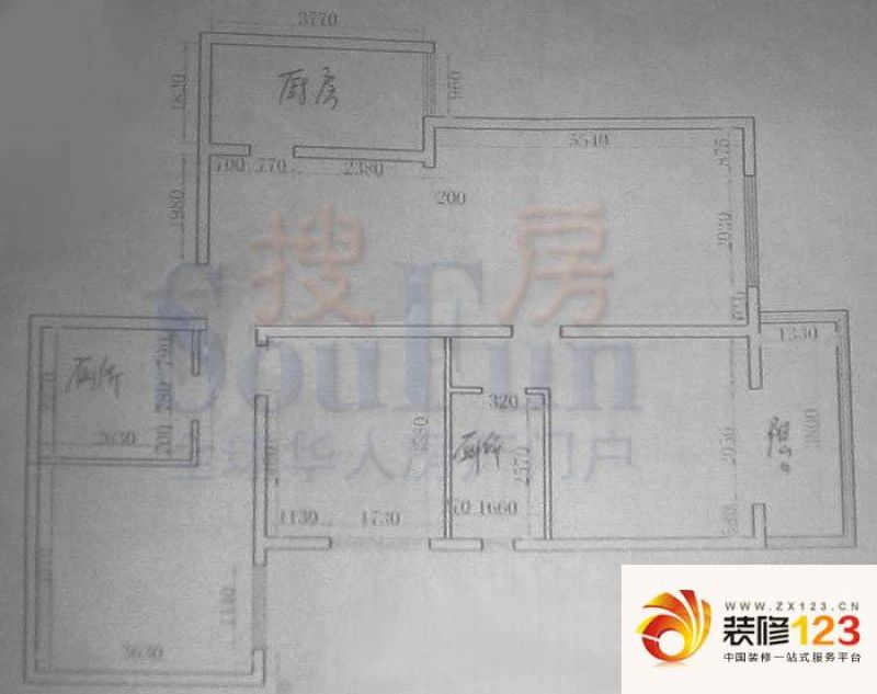 中灿苑户型图b东户型 3室2厅2卫1厨