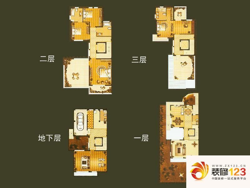 第九园户型图B1坡园墅语 5室3厅5卫1厨