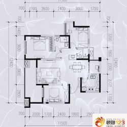 万科大都会户型图B户型 3室2厅2 ...