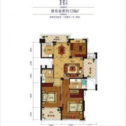 协安紫郡户型图H户型138方 3室2 ...