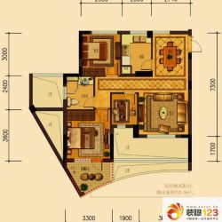 天鸿香榭里户型图B3户型 3室2厅1 ...