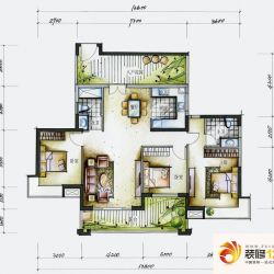 天利中央花园户型图1栋标准层A户 ...