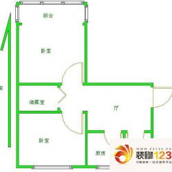 西园里户型图竖套 2室1厅1卫1厨 ...