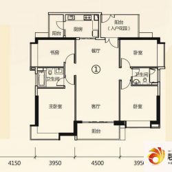 富力现代广场户型图D2栋01室 4室 ...