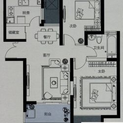 蓝庭国际户型图二期5-C户型 2室2 ...