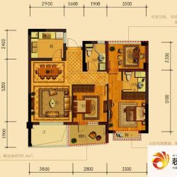 天鸿香榭里户型图B户型 3室2厅2 ...