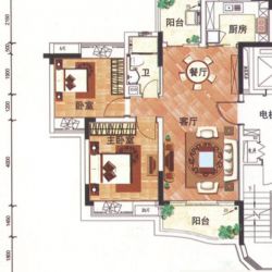 华南新城户型图1-3栋01单位  2室 ...