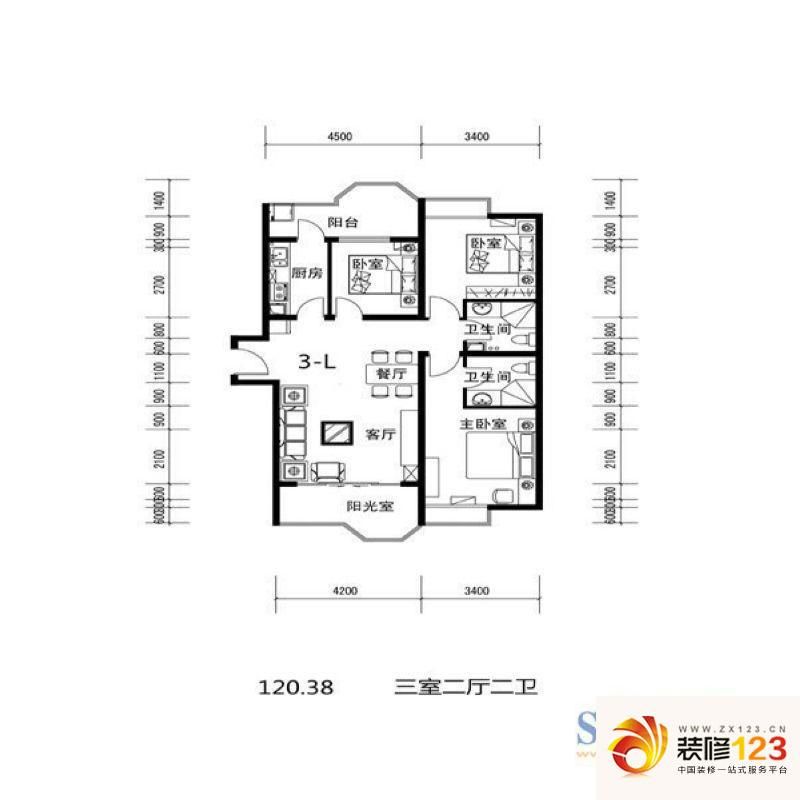 中环壹号户型图一期1#楼标准层a1 .