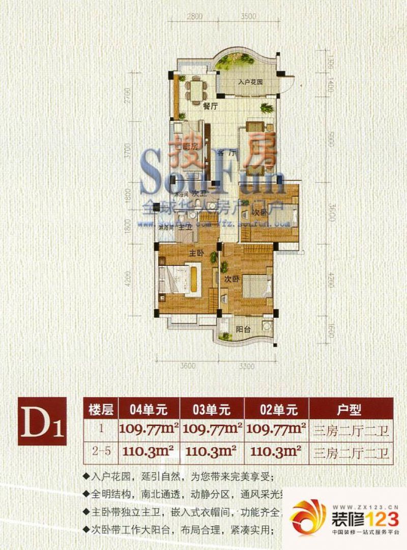 世纪景城户型图3室2厅2卫1厨.