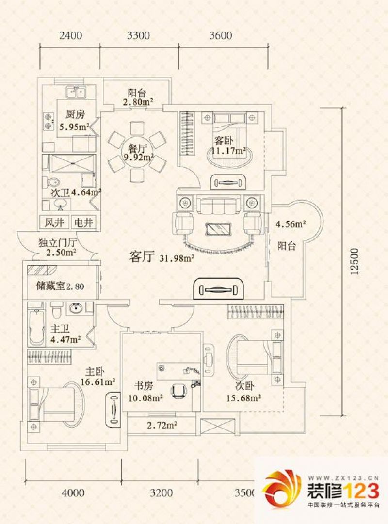 悦城户型图g4-5号楼户型图 4室2 .