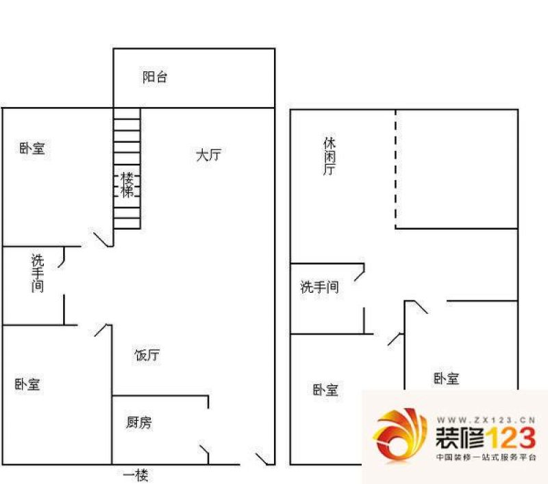 东城花园户型图户型图 3室2厅2卫 