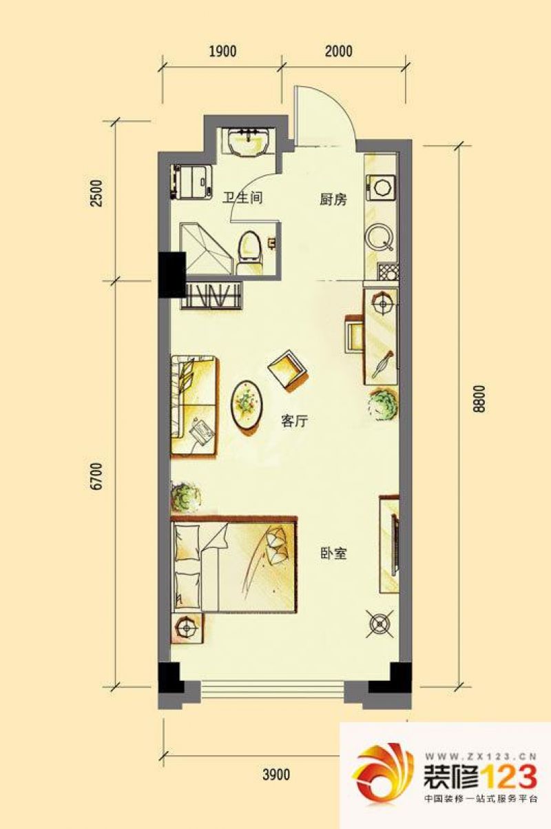 华亿红府户型图公寓A-3户型图 1 ...