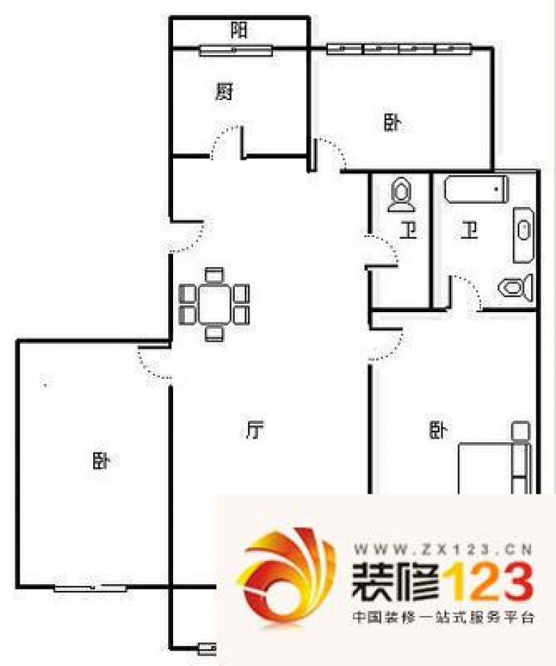 龙泽苑西区户型图户型图 3室2厅2.