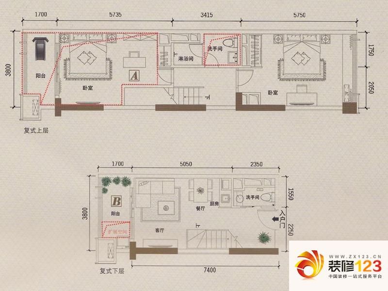 奥园广场户型图曼哈顿尚层b户型.