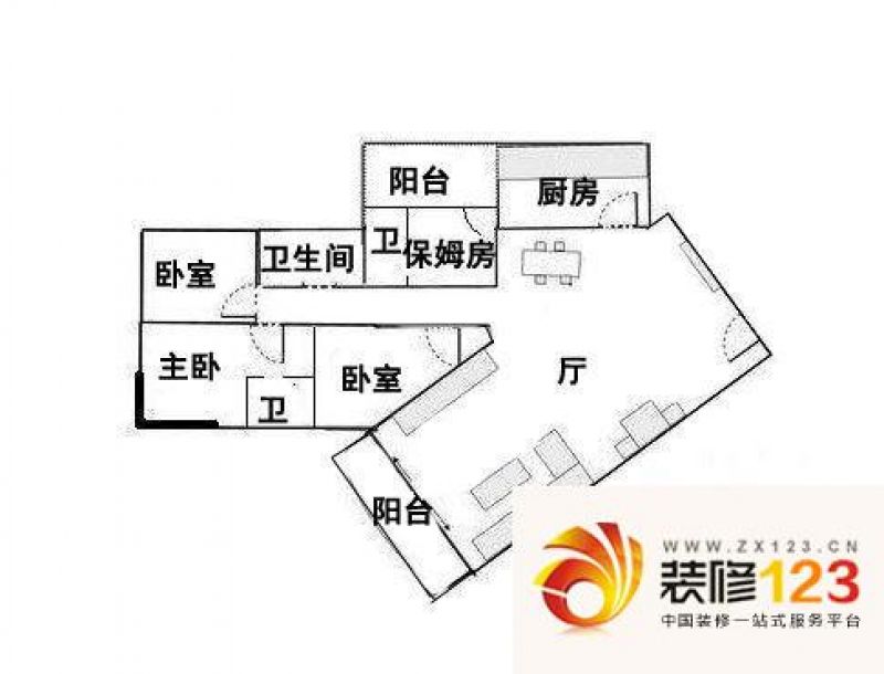 丽江花园左岸户型图4室2厅户型图 .