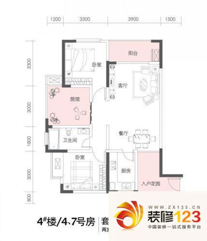 隆鑫国际户型图4号楼4,7号房 2.