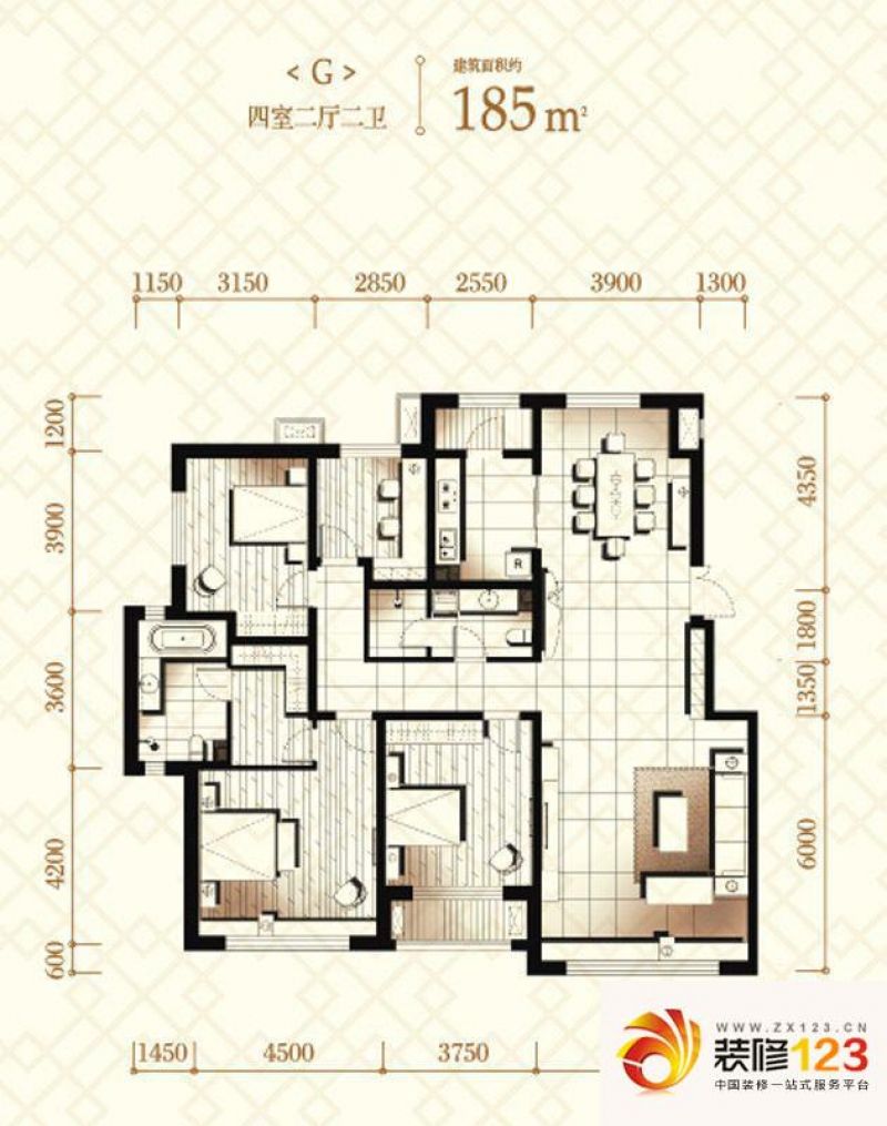伟峰东第户型图高层b户型图 2室2 .
