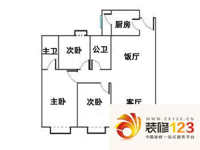 丽江花园华林居户型图3室2厅户型.