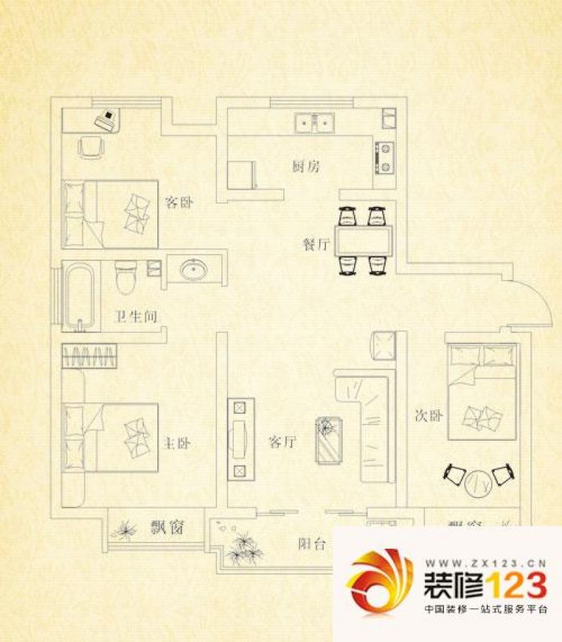 东江丽景户型图J型户型图 3室2厅 ...