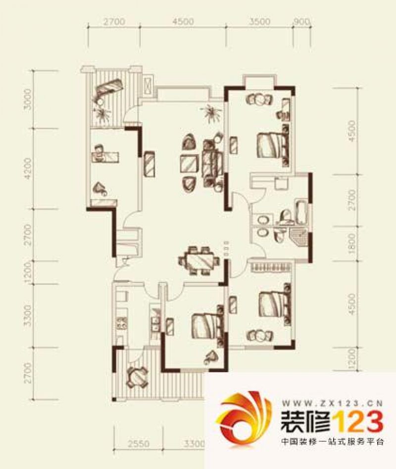 银地班芙小镇户型图F-E-1户型 4 ...