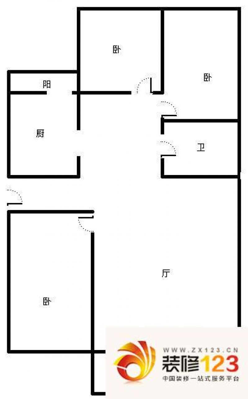 龙回苑户型图户型图 3室1厅1卫1.