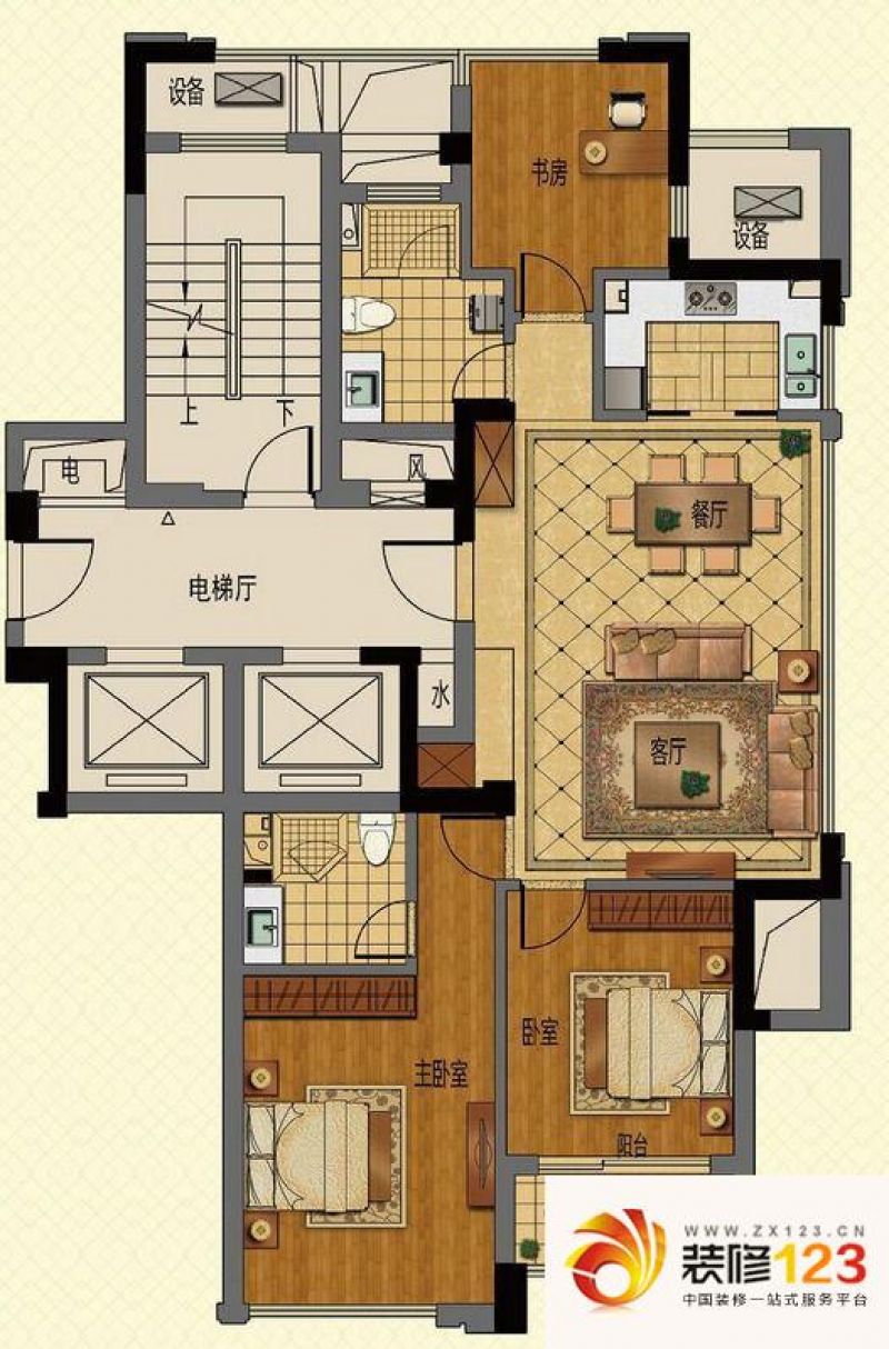 綠城誠園戶型圖c戶型 3室2廳2衛 .