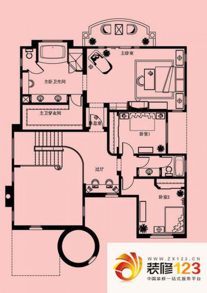 北一街8號別墅戶型圖3室 戶型圖 .