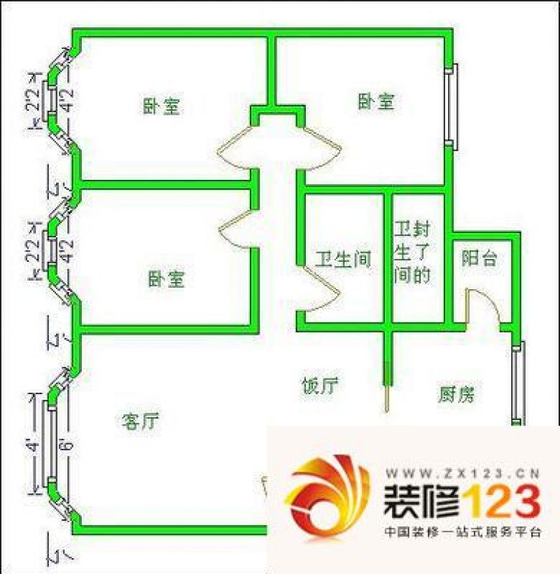 成都长城园长城园户型图户型图 3室2厅2卫1.