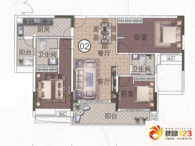 星汇文宇13栋02户型户型图.