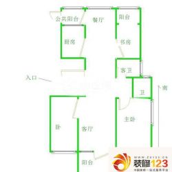 紫庭花园户型图3室 户型图 3室2 ...