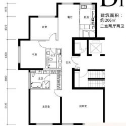 金茂府户型图D1户型图 3室2厅2卫 ...