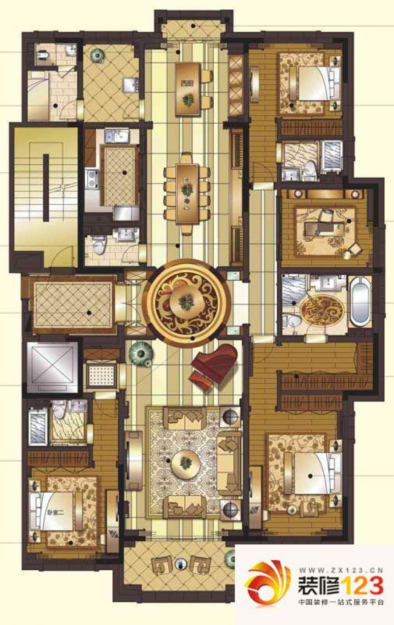 益力檀宫户型图c1户型图 3室3厅5.