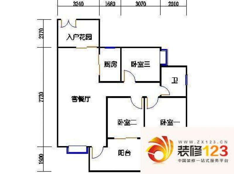 南沙富佳花园 3室 户型图.