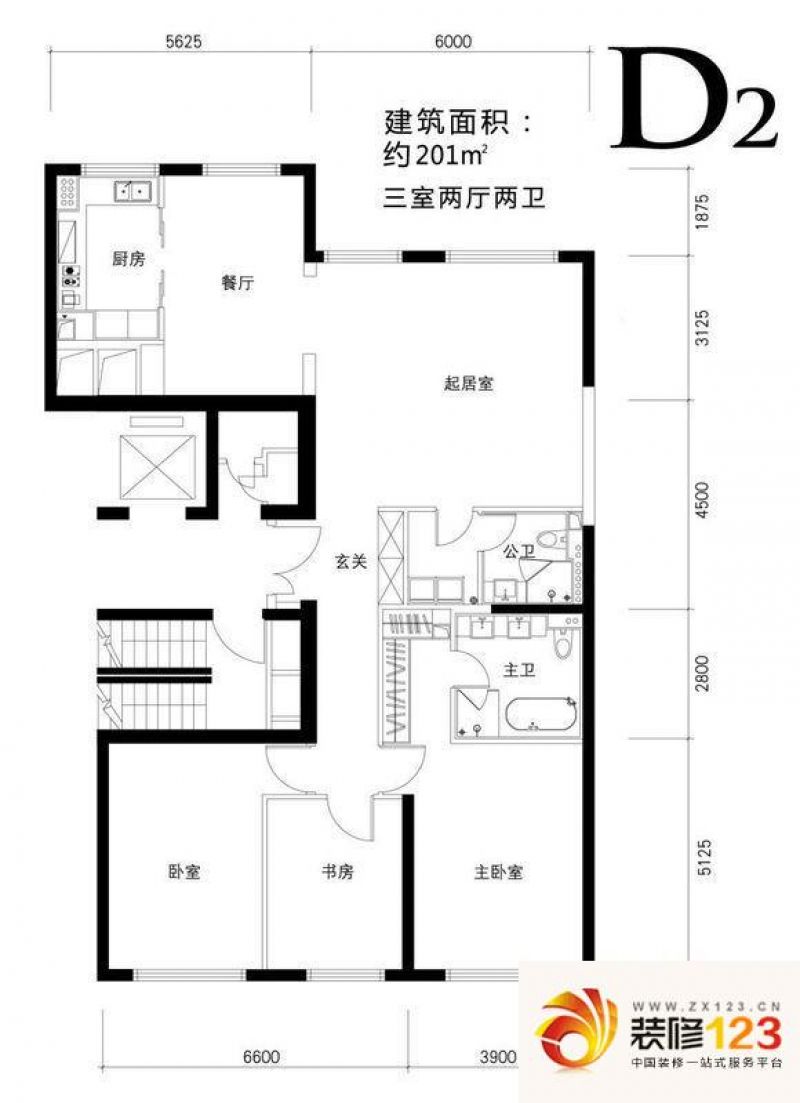 金茂府户型图D2户型图 3室2厅2卫 ...