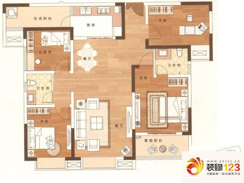 融城户型图d6户型图 4室2厅2卫1.